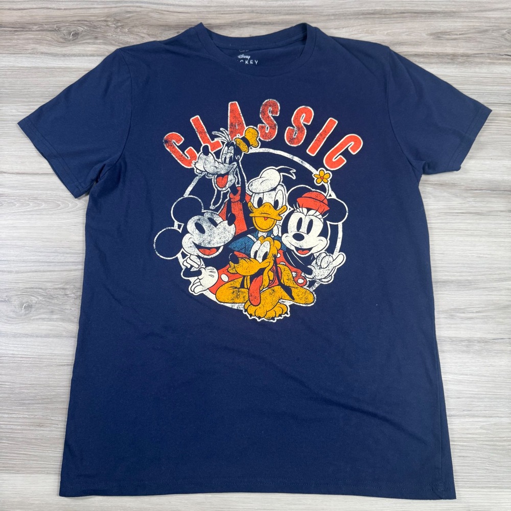 Disney Mickey Mouse Classic Cartoon Graphic T-Shirt Mens Size M Blue